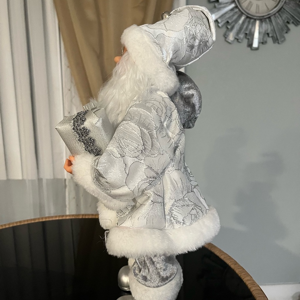 Silver and White‎ Holiday Santa Figurine - Picture 3 of 9